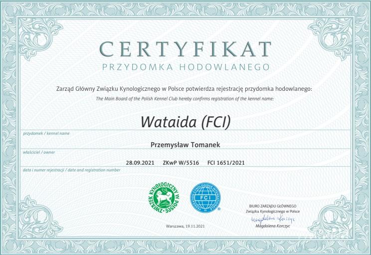 certyfikat przydomka hodowlanego